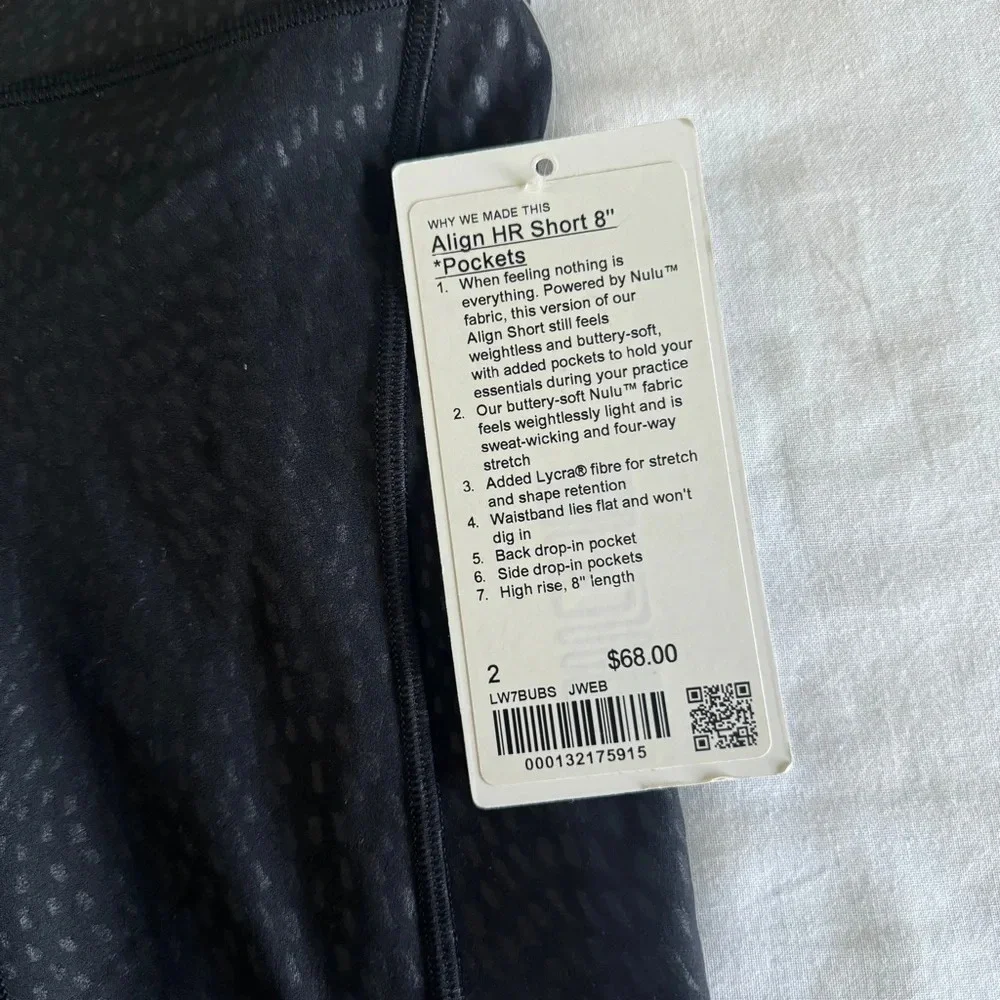 🆕 Lululemon Align HR Shorts with Pockets 8” Jewel Emboss Black